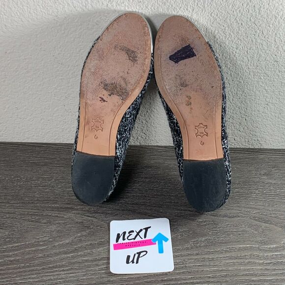 Women’s size 6-Sam Edelman Sara Black Silver Tweed Bow Cap Toe Ballet Flats - Picture 8 of 10